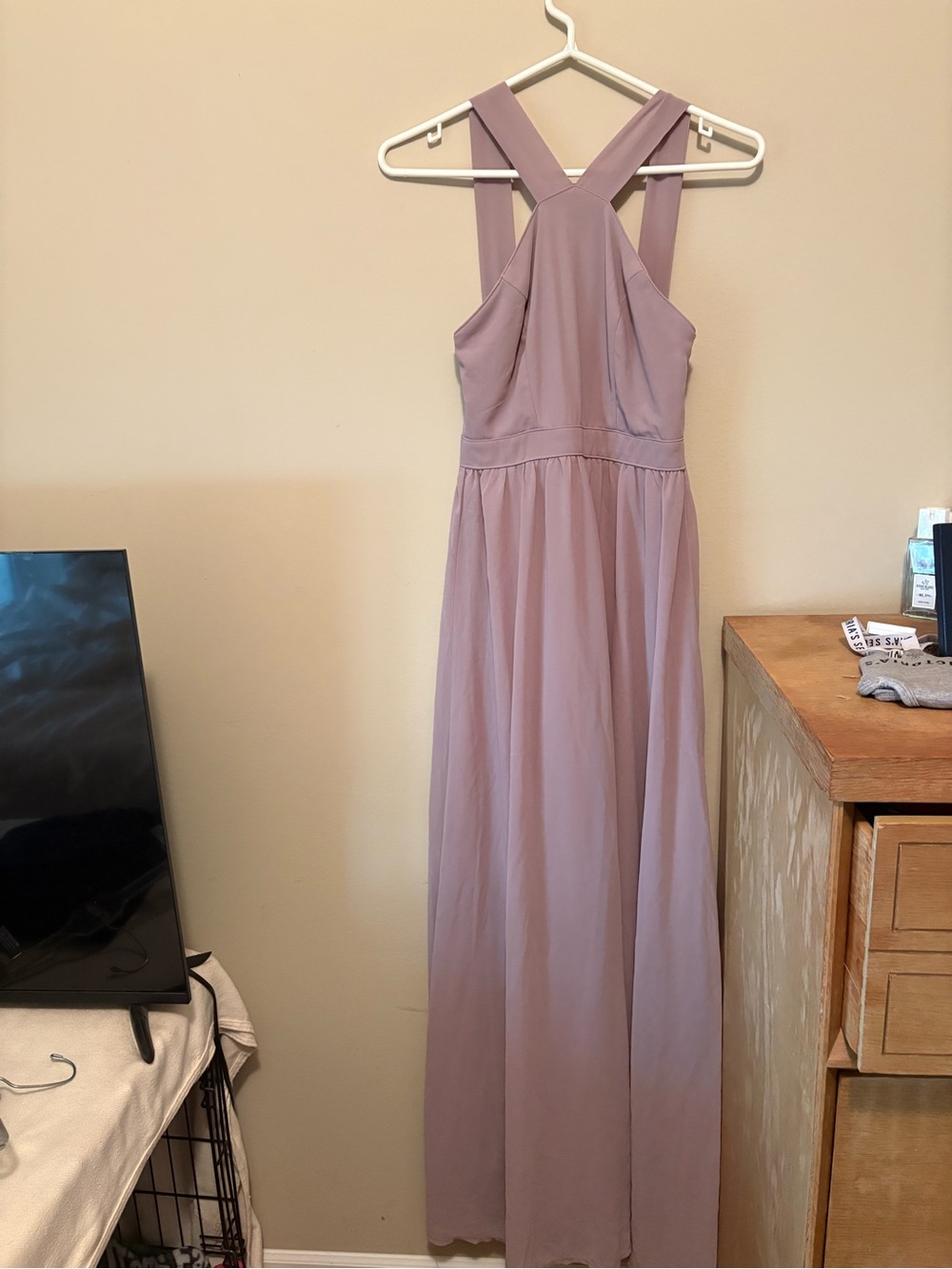 Lulu's Dusty Mauve Cross-Back Maxi Dress